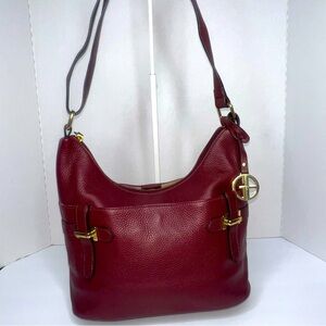 GIANI BERNINI | Pebble Bridle Hobo Shoulder Bag/Tote/Purse| Wine | PRELOVED!!👜